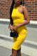 Yellow Sexy Casual Solid Vests O Neck Sleeveless Dress Dresses