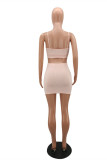 Pink Sexy Casual Solid Cardigan Vests O Neck Long Sleeve Three-piece Set