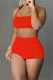 Red Sexy Casual Solid Backless Spaghetti Strap Sleeveless Two Pieces
