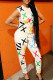 White Fashion Casual Print Basic O Neck Sleeveless Two Pieces