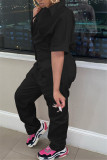Pink Fashion Casual Solid Basic Turndown Collar Regular Jumpsuits