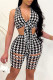 Black And White Sexy Casual Ripped V Neck Sleeveless Two Pieces