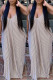 Brown Fashion Sexy Striped Print Backless Spaghetti Strap Sleeveless Dress