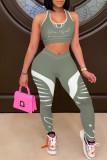 Pink Casual Sportswear Letter Print Vests Pants U Neck Sleeveless Two Pieces