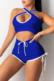 Red Sexy Casual Solid Hollowed Out V Neck Sleeveless Two Pieces