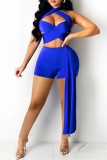 Red Fashion Sexy Solid Hollowed Out Backless Skinny Romper