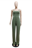 Light Blue Sexy Casual Solid Backless Spaghetti Strap Regular Jumpsuits