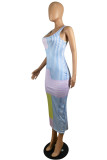 Multicolor Fashion Sexy Print Vests U Neck Sleeveless Dress