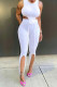 White Fashion Casual Solid Slit Asymmetrical O Neck Sleeveless Two Pieces