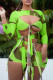 Light Green Fashion Sexy Print Bandage Hollowed Out O Neck Long Sleeve Dresses