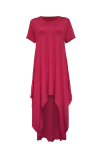Blue Casual Solid Patchwork O Neck Irregular Dress Dresses