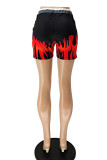 Red Fashion Casual Letter Print Basic Regular Mid Waist Shorts