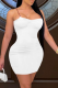 White Sexy Solid Chains Spaghetti Strap Pencil Skirt Dresses