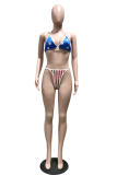 Blue Sexy Print The stars Patchwork Swimwears