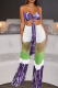 Purple Sexy Print Patchwork Strapless Sleeveless Two Pieces