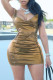 Khaki Fashion Sexy Solid Backless Spaghetti Strap Sleeveless Dress Dresses
