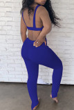 Red Casual Sportswear Solid Vests Pants U Neck Sleeveless Two Pieces