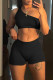 Black Sexy Solid Patchwork Oblique Collar Two Pieces