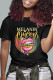 Black Fashion Casual Print Basic O Neck T-Shirts