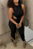 Red Sexy Casual Solid Asymmetrical O Neck Sleeveless Two Pieces