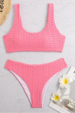 Pink Sexy Solid Split Joint Swimwears