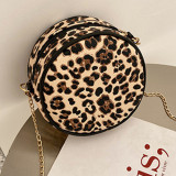 Apricot Fashion Casual Print Leopard Chains Messenger Bag