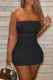 Black Sexy Solid Backless Fold Strapless Sleeveless Dress