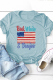 Light Blue Casual Print Patchwork O Neck T-Shirts