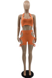 Grey Sexy Solid Bandage Hollowed Out Backless Halter Sleeveless Two Pieces