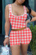 Red Fashion Casual Print Basic U Neck Sleeveless Two Pieces