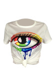 Yellow Fashion Casual Eyes Printed Basic O Neck T-Shirts