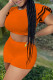 Tangerine Casual Solid Patchwork O Neck Short Sleeve Two Pieces