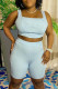 Sky Blue Casual Sportswear Solid Vests Square Collar Sleeveless Two Pieces