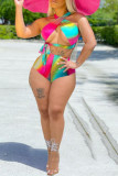 Colour Fashion Sexy Print Hollowed Out Backless Swimwears