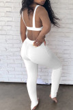 Red Casual Sportswear Solid Vests Pants U Neck Sleeveless Two Pieces