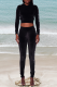 Black Casual Print Patchwork Hooded Collar Long Sleeve Two Pieces
