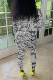 Pink Casual Print Patchwork O Neck Long Sleeve Two Pieces