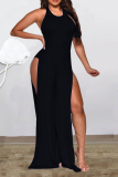 Pink Sexy Solid Patchwork O Neck Regular Jumpsuits
