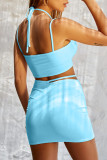 Pink Sexy Solid Hollowed Out Patchwork Frenulum Asymmetrical Collar Sleeveless Two Pieces
