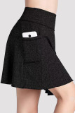 Grey Fashion Casual Solid Patchwork Pocket Regular High Waist Skirt