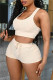 Milky Casual Sportswear Solid Vests U Neck Sleeveless Two Pieces