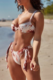 Yellow Fashion Sexy Print Hollowed Out Fold Swimwears