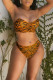 Dark Brown Fashion Sexy Print Backless Swimwears