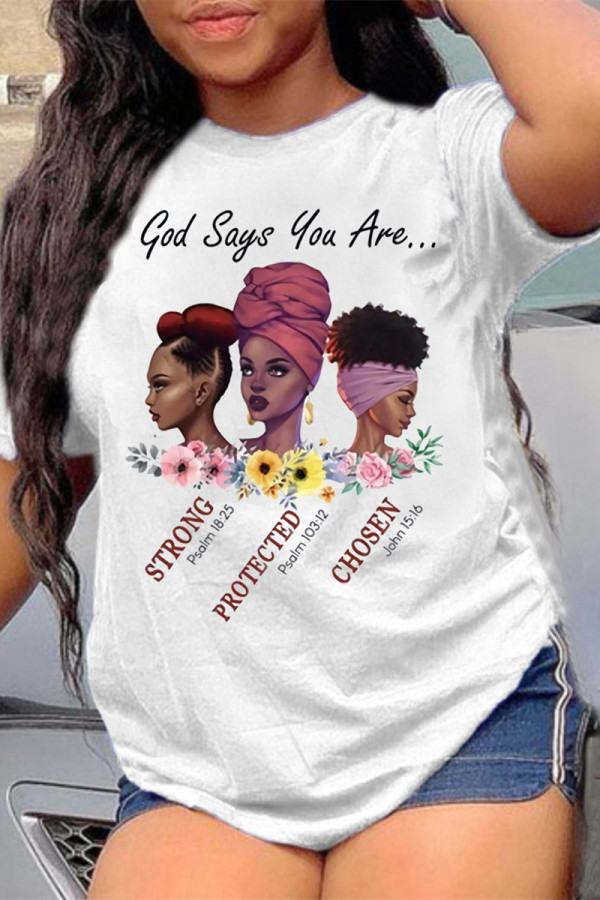 Multicolor Fashion Casual Print Basic O Neck T-Shirts