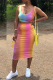 Multicolor Sexy Print Patchwork U Neck Sleeveless Two Pieces