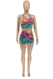 Colour Sexy Print Hollowed Out Patchwork Swimwears