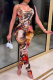 Red Sexy Print Patchwork Spaghetti Strap Skinny Jumpsuits