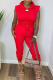 Red Casual Solid Patchwork O Neck Sleeveless Two Pieces
