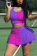 Rose Purple Casual Solid Patchwork U Neck Two Pieces