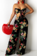 Black Sexy Print Patchwork Strapless Sleeveless Two Pieces